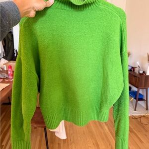 Zara Bright Green Turtleneck Sweater